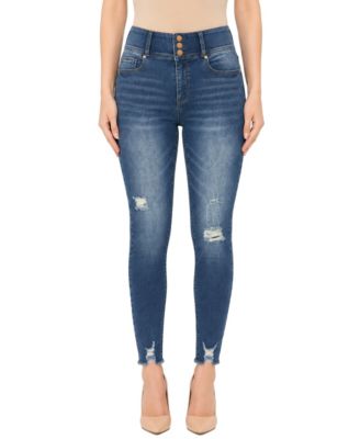 Indigo Poppy Women's Three Button Tummy Tuck High Rise Skinny