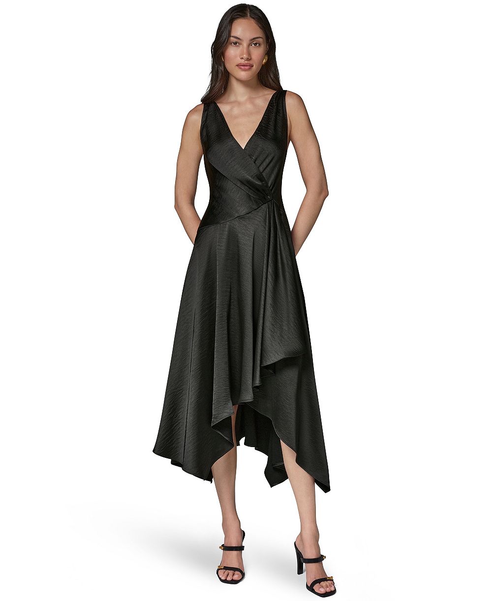 Donna Karan New York женское атласное платье миди, без рукавов
