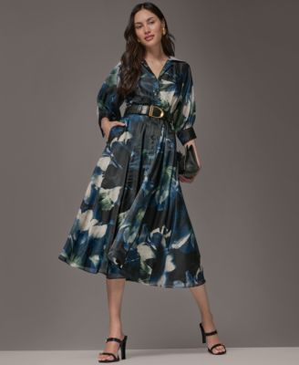 Donna Karan New York Women's Organza Printed Shirt Dress