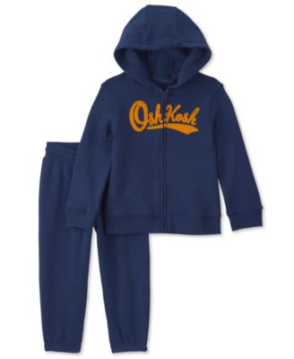 Детский комплект из флисового худи с логотипом Oshkosh и брюк с длинным рукавом Osh Kosh