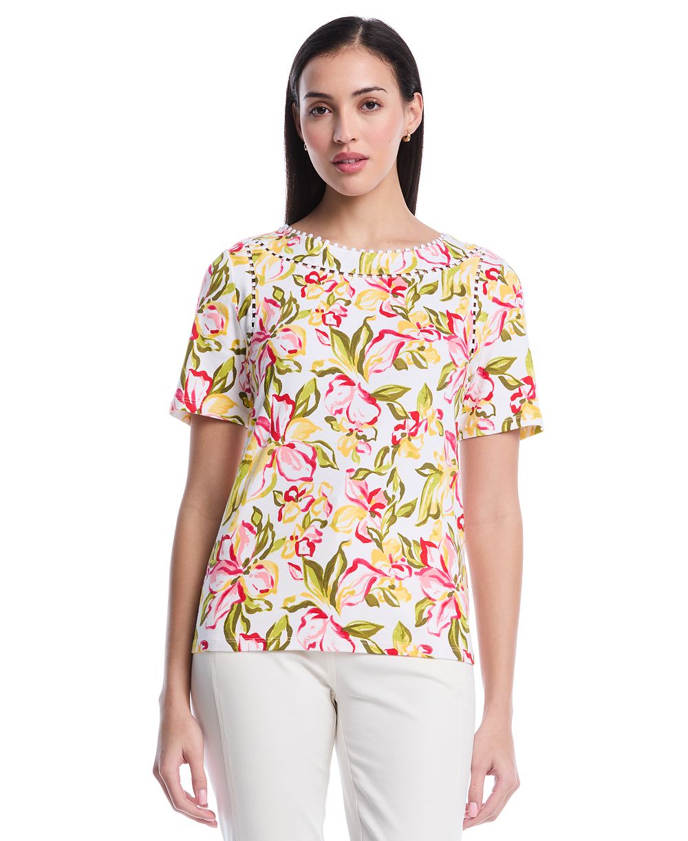 Женский топ Rafaella Petite Petal Print Short-Sleeve