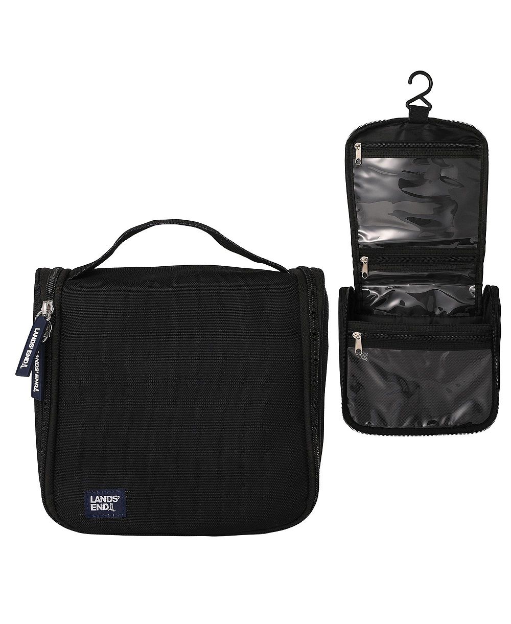 Lands' End Small Hanging Toiletry Bag for Travel, Canvas Hanging Dopp Kit Hygiene Bag
