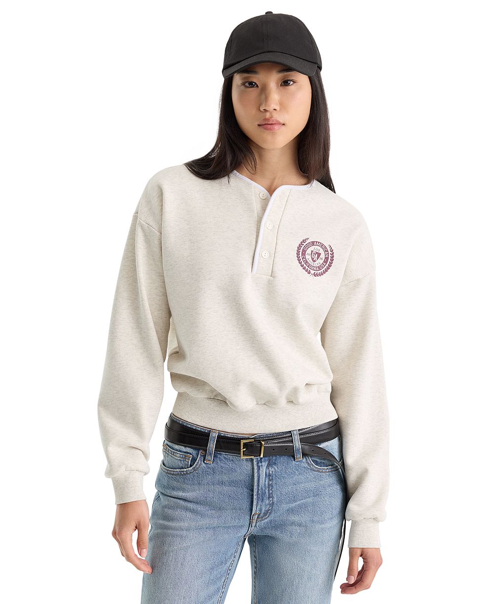 Женский топ Good American с воротником henley из флиса