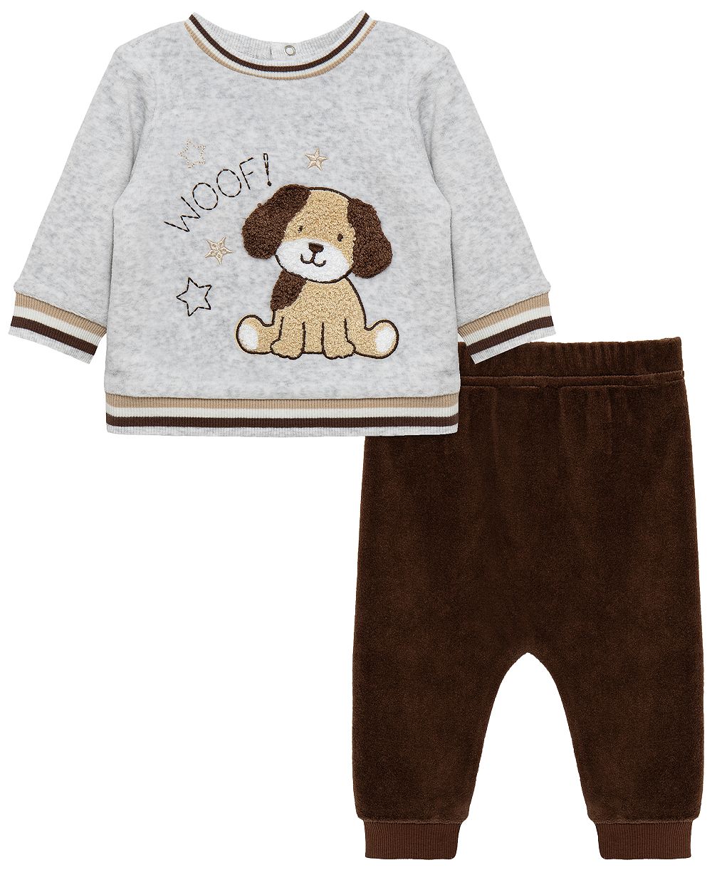 Детский комплект из свитшота с круглым вырезом и брюк Little Me Baby Boys' Woof
