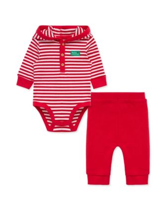 Little Me Baby Boys' Santa Striped Hooded Bodysuit and Pants, 2-Piece Set