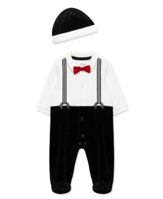 Little Me Baby Boys' нарядный длинный рукав стеганые комбинезоны и шляпа, 2-компонентный набор