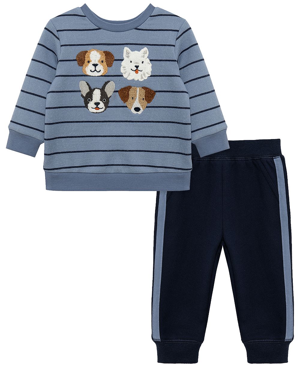 Little Me Baby Boys' Puppy Graphic Sweatshirt and Pants, 2-Piece Set
