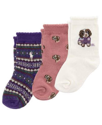 Носки Polo Ralph Lauren Baby Boys' Fair Isle Festive Dog Print Crew Socks, 3-Pack