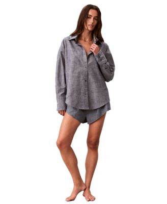 Calvin Klein Women's Long-Sleeve Chambray Sleep Shirt