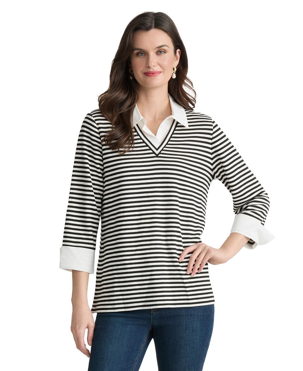 Женский топ Jones New York 3/4-Sleeve Collared Two-Fer