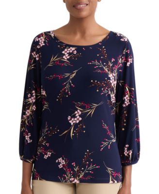 Женская блузка Jones New York Floral Shoulder-Button Box Top