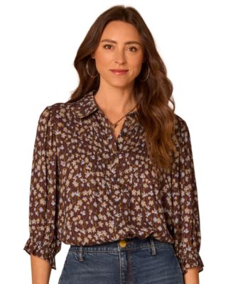 Democracy Petite 3/4-Sleeve Floral Blouse