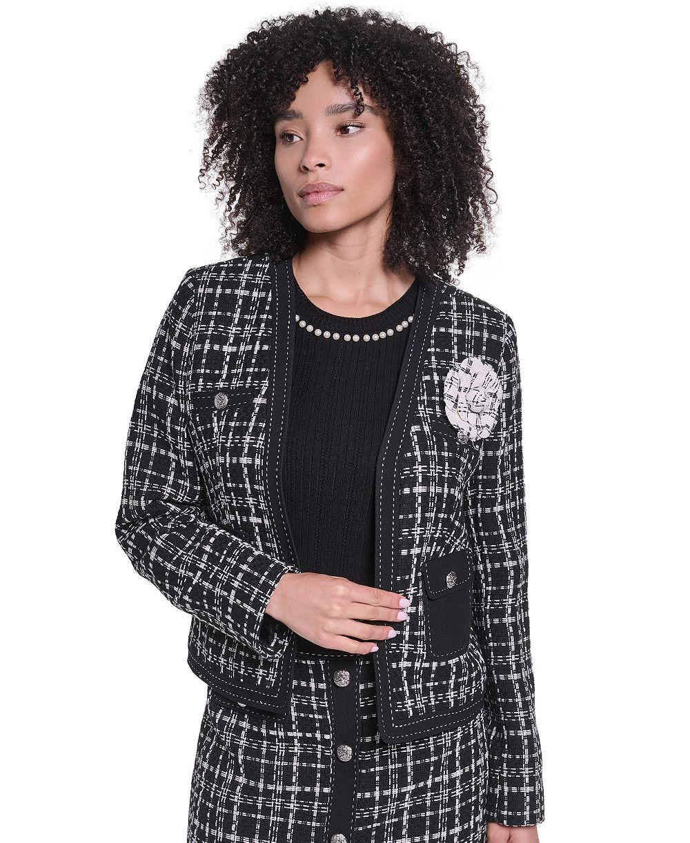 KARL LAGERFELD PARIS Women's Cropped Open-Front Jacket