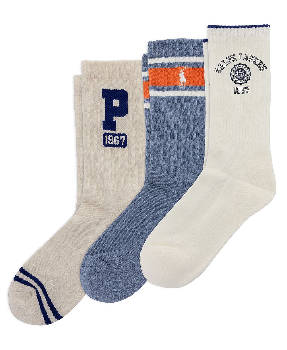 Polo Ralph Lauren Women's Crest Logo Smooth Toe Seam Crew Socks, 3-Pack