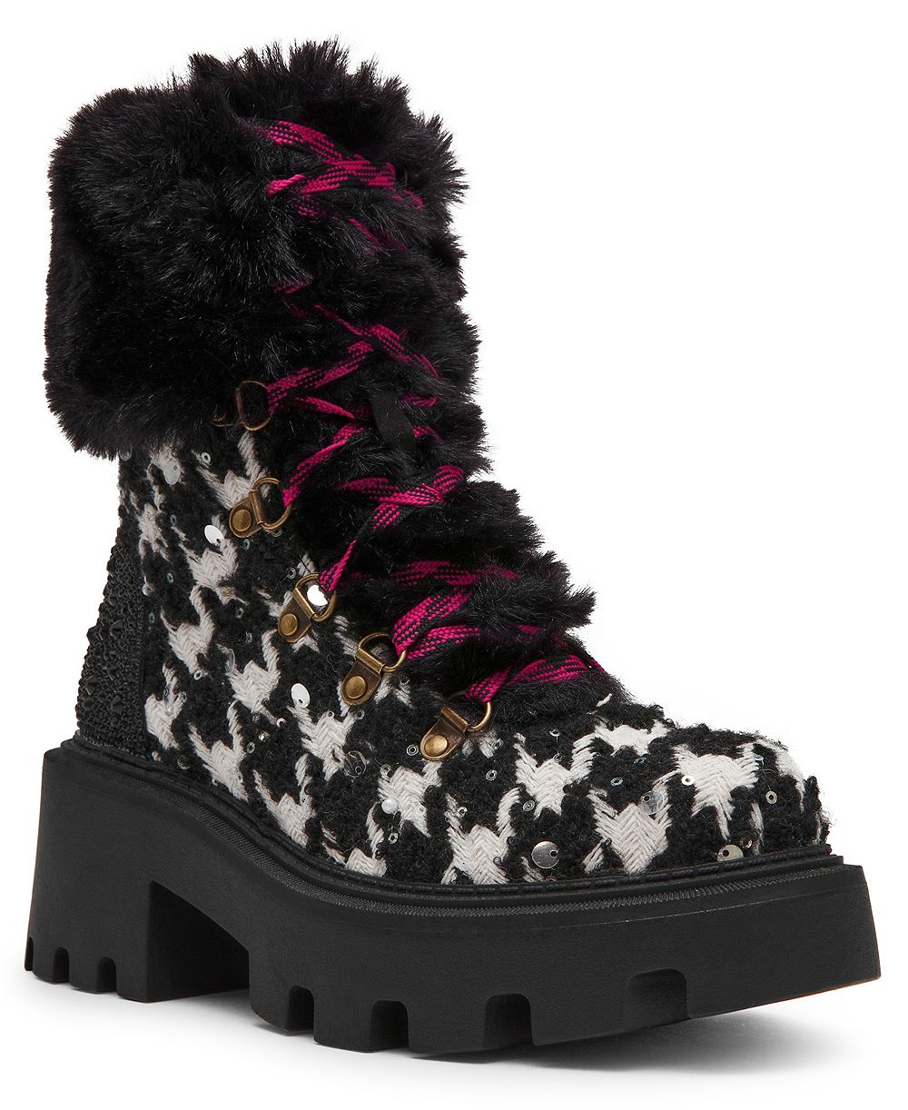 Betsey Johnson женские ботильоны на блочном каблуке с пайетками и искусственным мехом Matillda