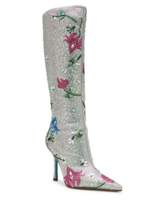 Betsey Johnson x Paris Hilton Women's Rio Rhinestone Floral Stiletto Dress Boots