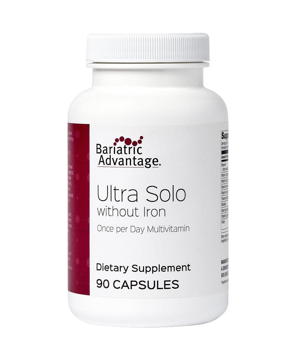Bariatric Advantage Ultra Solo без железа, один раз в день, мультивитамин для бариатрических пациентов с тиамином, витамином А и другими, 90 капсул