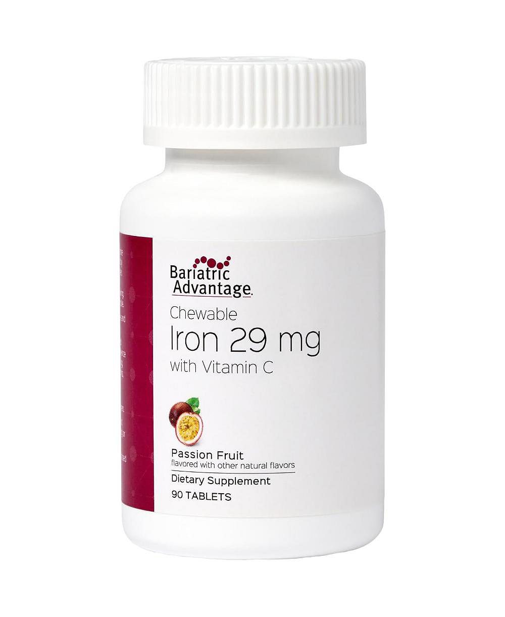 Железые таблетки Bariatric Advantage Chewable Iron 29 mg - для пациентов после бариатрической операции - железо с витамином C - без привкуса железа - фумарат железа - 90 шт