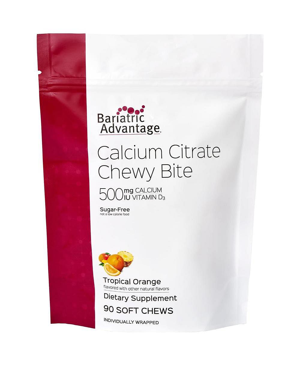 Bariatric Advantage Calcium Citrate Chewy Bites 500 mg - Highly Absorbable and Digestible - Vitamin D3 - Easily Chewable Calcium Supplement - 90 Count