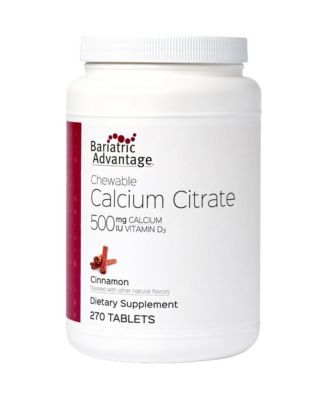 Bariatric Advantage Calcium Citrate Chewable 500 mg - for Bariatric Surgery Patients - High-Potency, Easy-Digest Tablets - Calcium Citrate - 270 Count