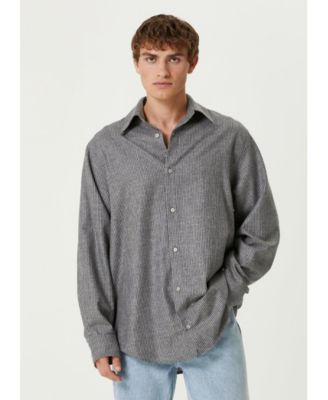 PCFG Men's Wool-Cashmere Blend Striped Long-Sleeve Shirt