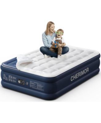 Cherimor 20" Queen Air Mattress with Built-in Pump, 800-lb Capacity, Fast Inflation Guest Bed, Honeycomb Support