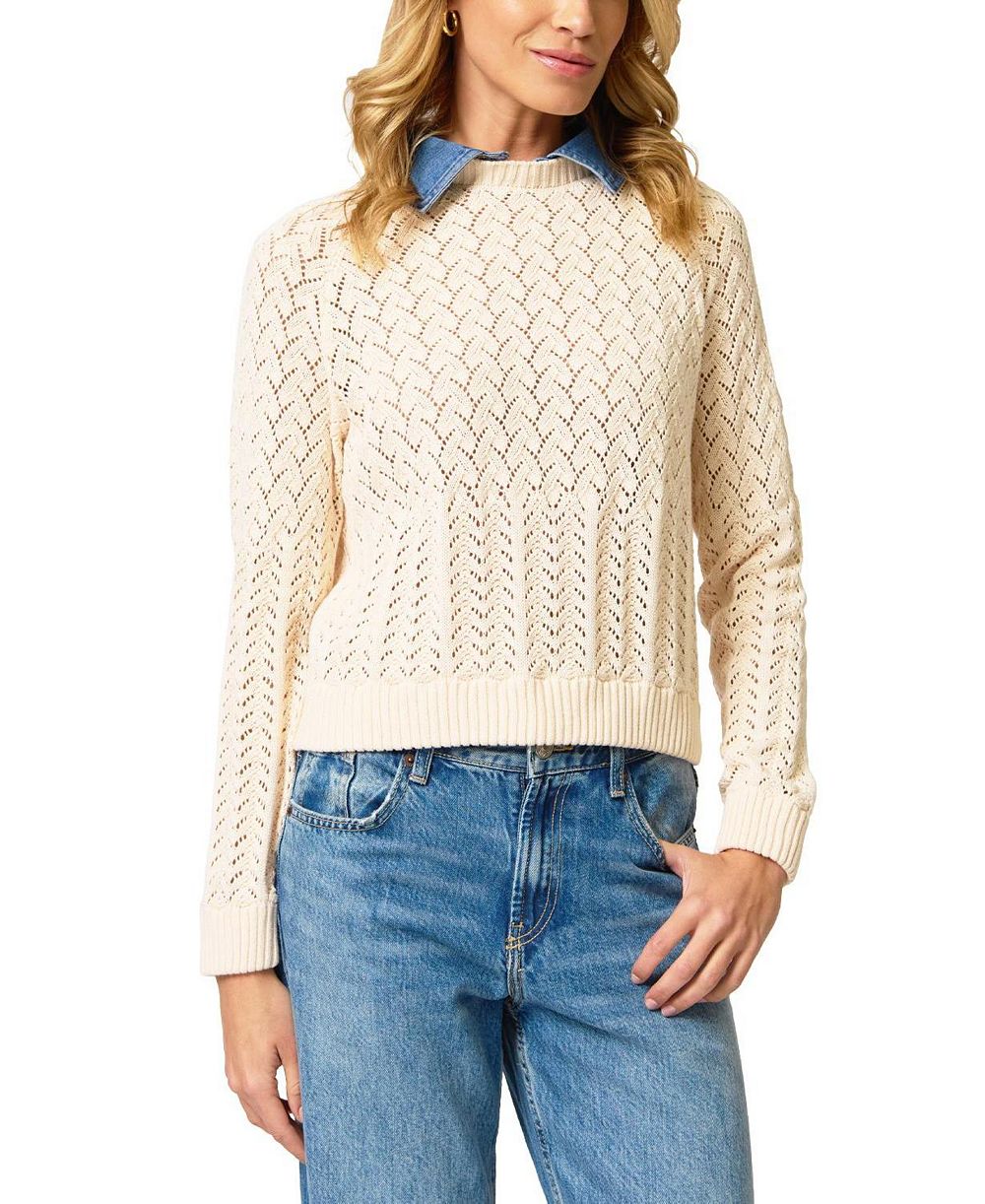 Женский джинсовый джемпер Central Park West Hazel Collared Pointelle