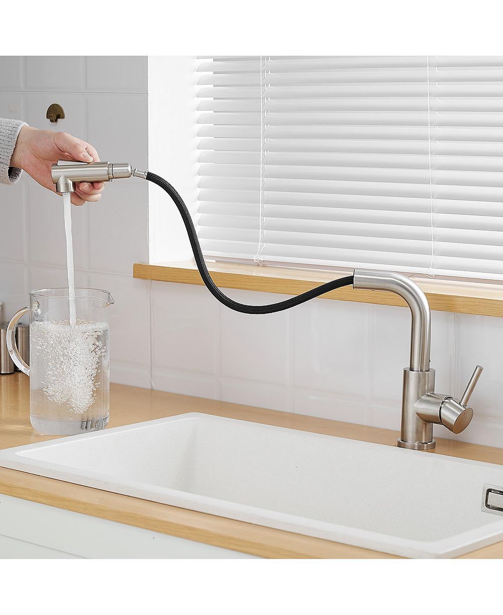 PHYING Sink Faucet, Brushed Nickel Kitchen Faucets with Pull Down Sprayer, Bathroom Sink Faucets Mini Bar Prep Faucet