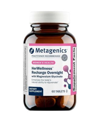 Metagenics HerWellness Recharge Overnight Women's Sleep Support with Chelated Magnesium, Holy Basil, Zinc and Vitamin C 60 Tablets