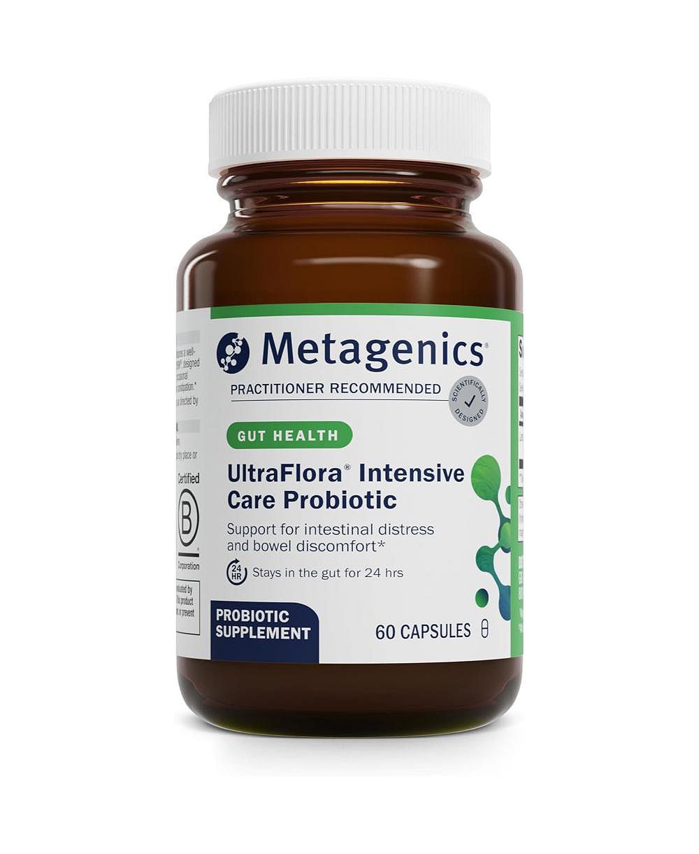 Metagenics UltraFlora Intensive Care Probiotic - 20 Billion CFU клинически протестированный Lactobacillus plantarum 299v - поддерживает пищеварение - 60 капсул