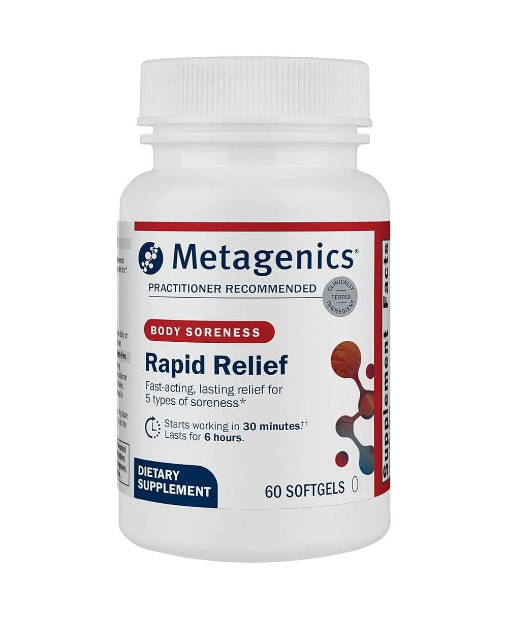 Metagenics Rapid Relief — травяные мягкие капсулы с куркумой и босвелллией для облегчения боли в мышцах, спине и суставах, 60 капсул