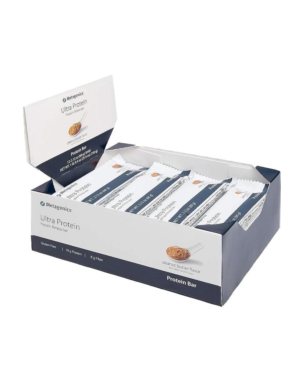 Metagenics Ultra Protein Bar - высокобелковый заменитель пищи - без глютена, с низким содержанием сахара, клетчаткой, железом и кальцием - в индивидуальной упаковке - 12 штук