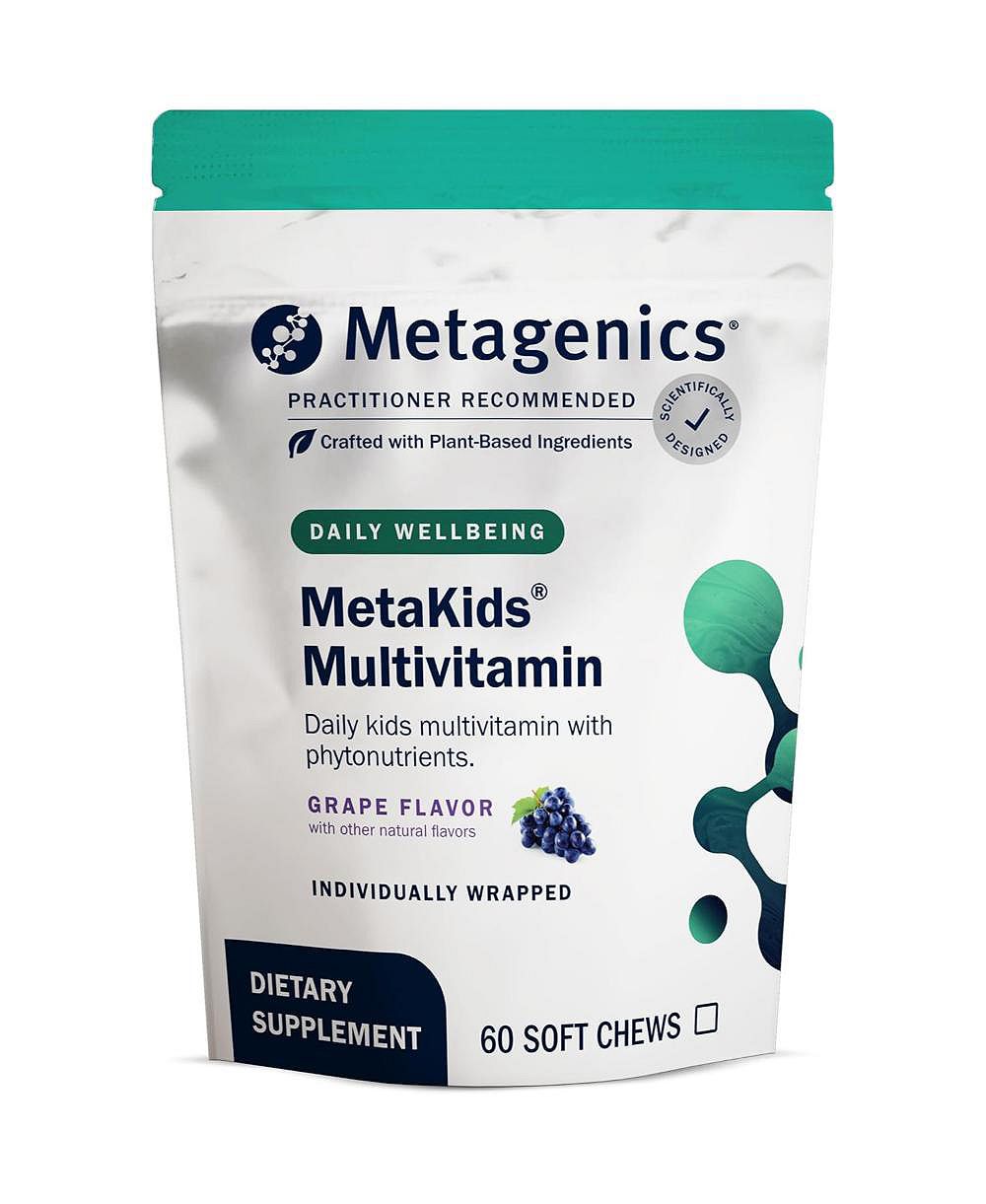 Мультивитаминные жевательные таблетки Metagenics MetaKids с витаминами A, C, D, E и B, 60 порций, со вкусом винограда
