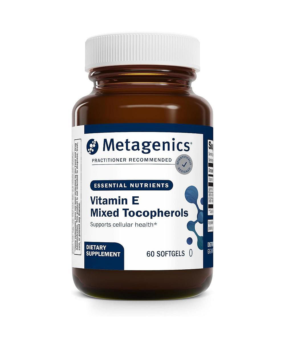 Metagenics витамин E Mixed Tocopherols высокоэффективная антиоксидантная добавка с альфа и гамма токоферолами для поддержки сердца и иммунитета 60 мягких капсул