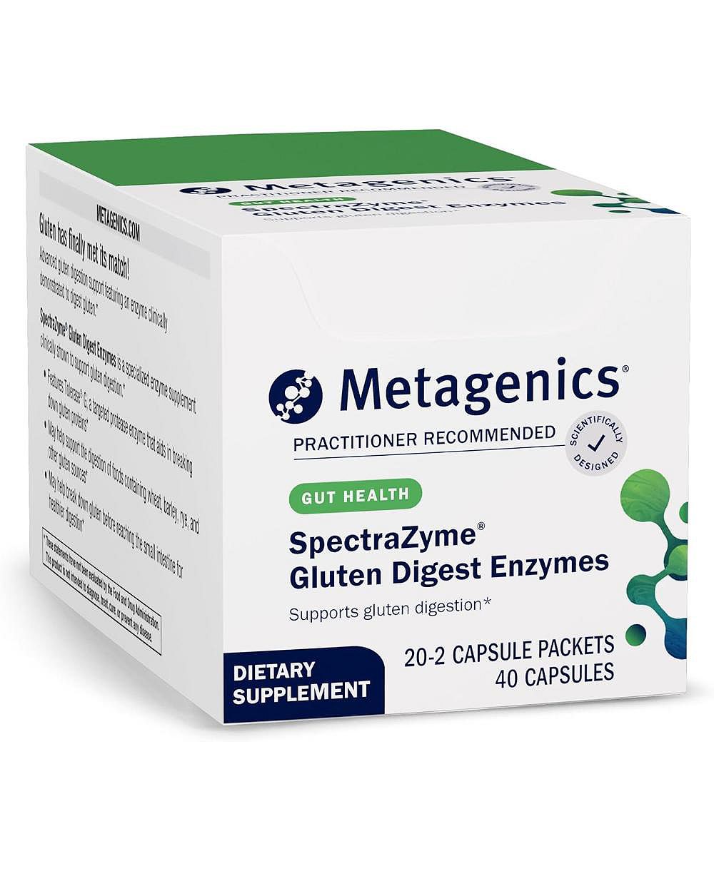 Metagenics SpectraZyme ферменты для переваривания глютена — помогают расщеплять белки глютена, поддерживают здоровье кишечника, облегчают вздутие и газообразование, 40 капсул