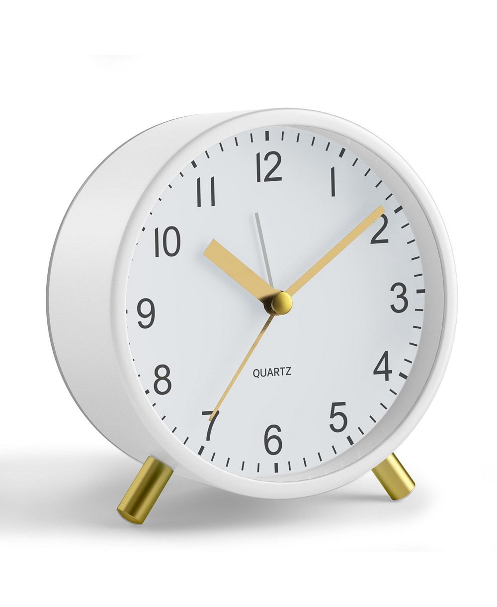 JALL 4" Silent Night-Light Loud-Alarm Desk Clock