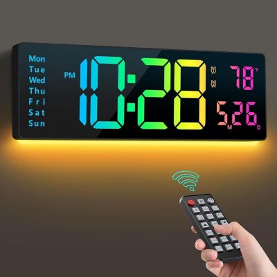 Цифровые настенные часы Neewer 16" с 11 цветами RGB и будильником