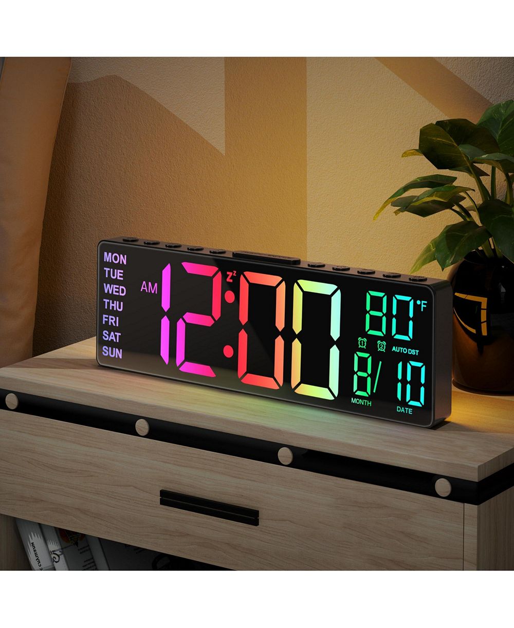 Будильник JALL PH-03 с дисплеем даты и месяца, 10.5 дюймов, 8 цветов RGB, ночник