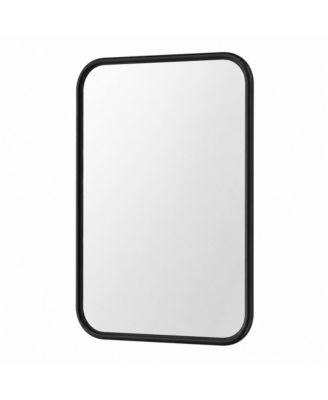 PHYING Modern Large Rectangle Wall Mirror 24 x 36 Inch Matte Metal Frame Vanity Mirror Decorative Hanging Mirror For Home Bathroom Living Room Decor
