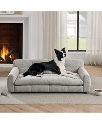 ZENY Soft and Comfortable Pet Bed for Big and Oversized Dogs, Durable Elevated Dog Sofa Bed, Modern and Fashionable Linen Fabric Dog Sofa