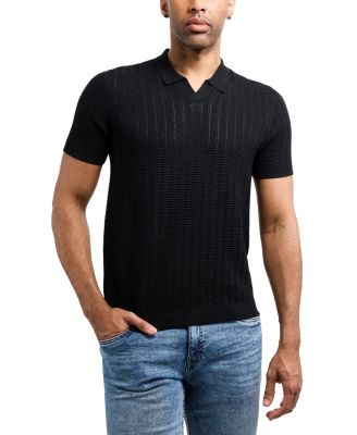 XRAY Men's Johnny Collar Textured Rib Rows Sweater Polo