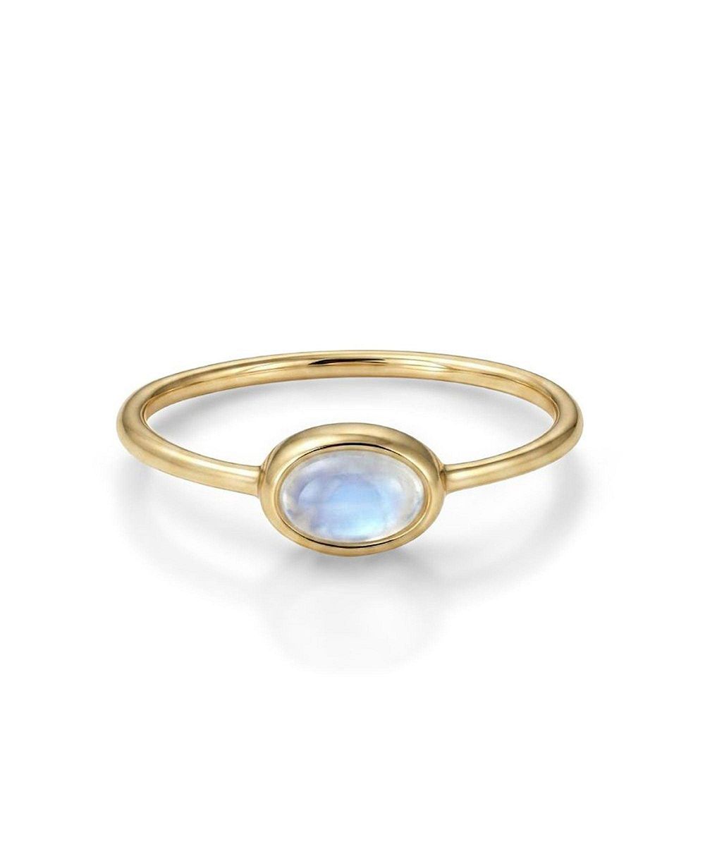 Кольцо Adornia Fine 14k Gold Plated Mini Sideways Moonstone