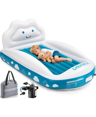 Cherimor Toddler Travel Air Mattress Bed with Safety Bumpers and 2-Min Auto Pump, 330-lb Capacity Portable Bed