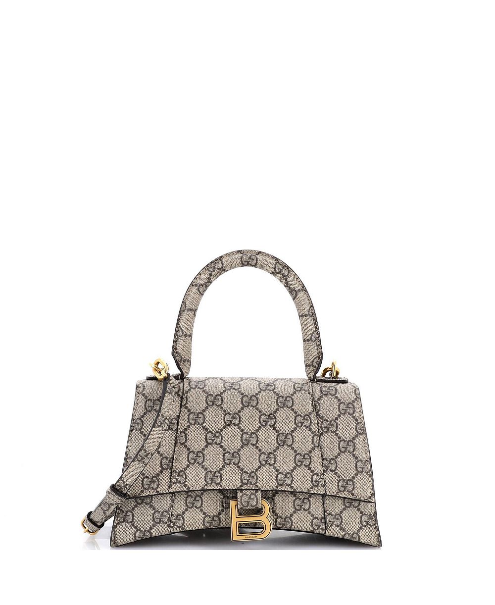 Pre-Owned Gucci Small x Balenciaga The Hacker Project Hourglass Top Handle Bag GG Coated Canvas
