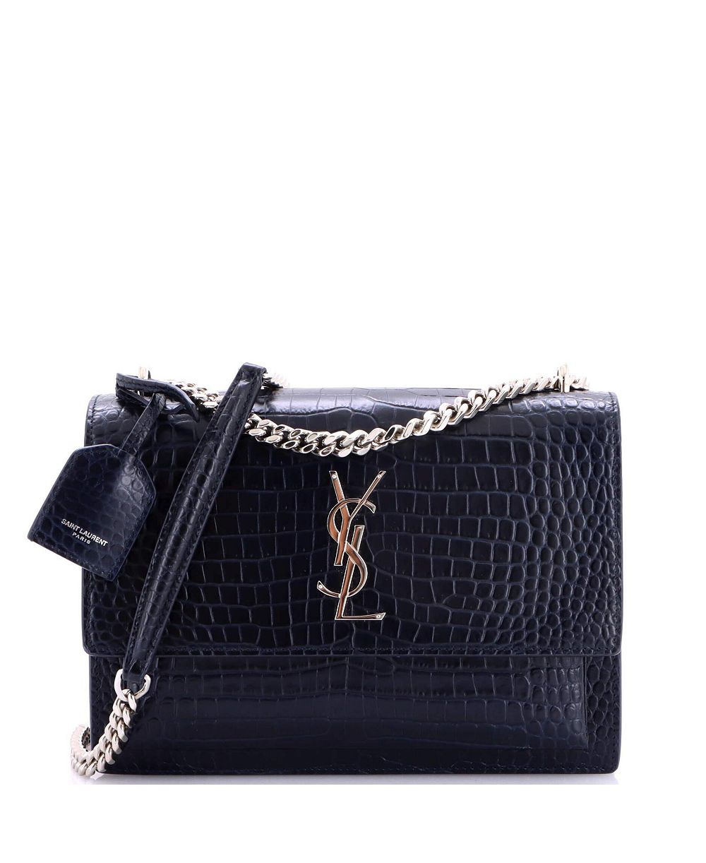 Pre-Owned Saint Laurent Medium Sunset Crossbody Bag Embossed Leather