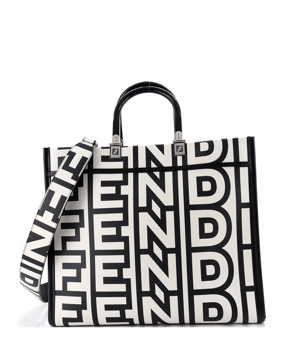 Кожаная сумка-шоппер Fendi x Marc Jacobs Sunshine, б/у, средний размер