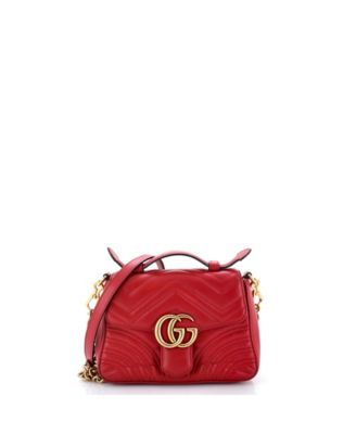 Pre-Owned Gucci мини-сумка GG Marmont с верхними ручками и клапаном, стеганая кожа