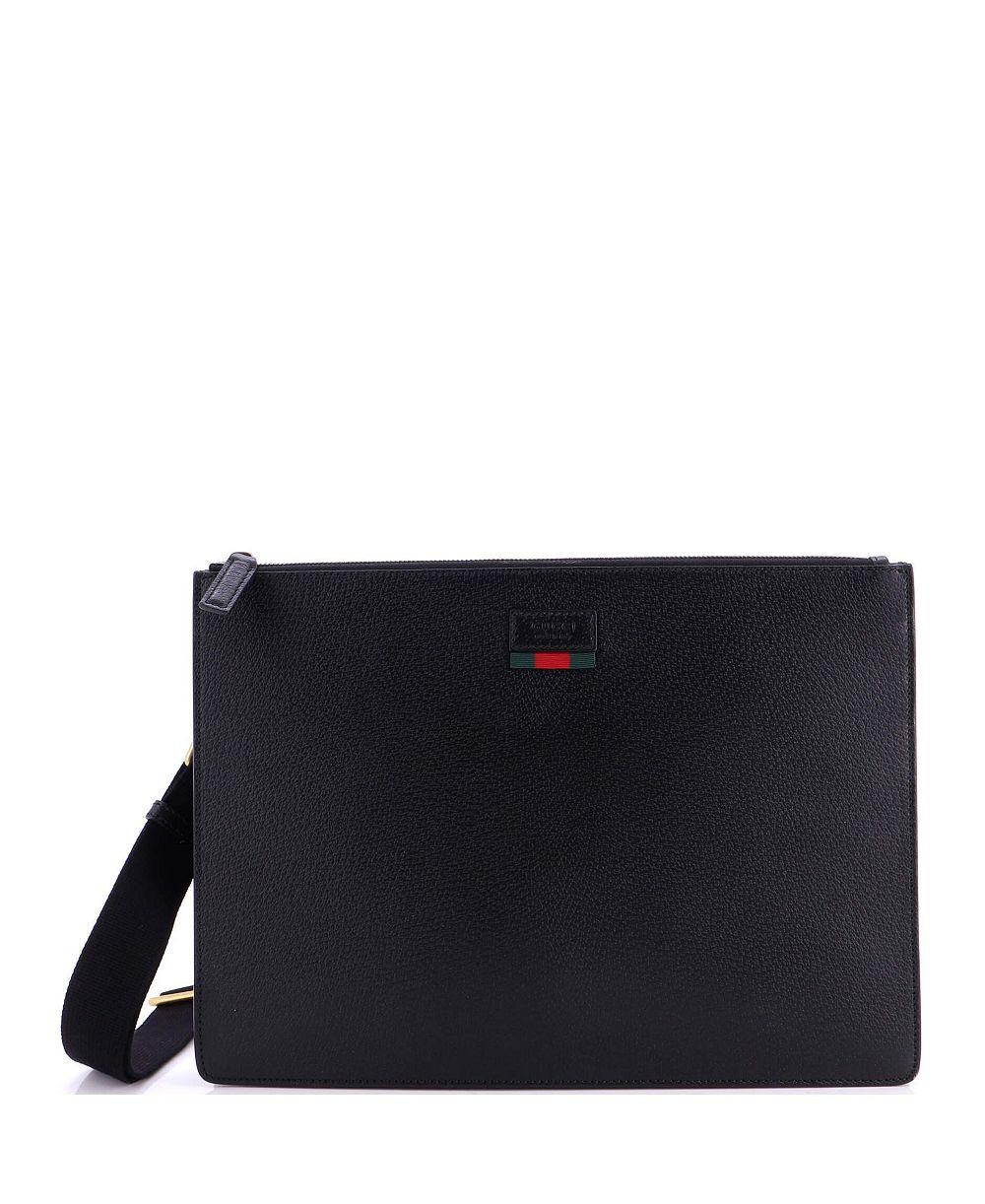 Б/у сумка-мессенджер Gucci Large Web Strap из кожи с передней молнией
