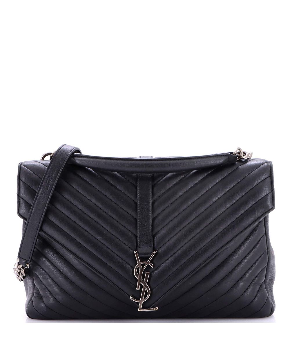 Pre-Owned Saint Laurent Large Classic Monogram College Bag Matelasse Chevron Leather