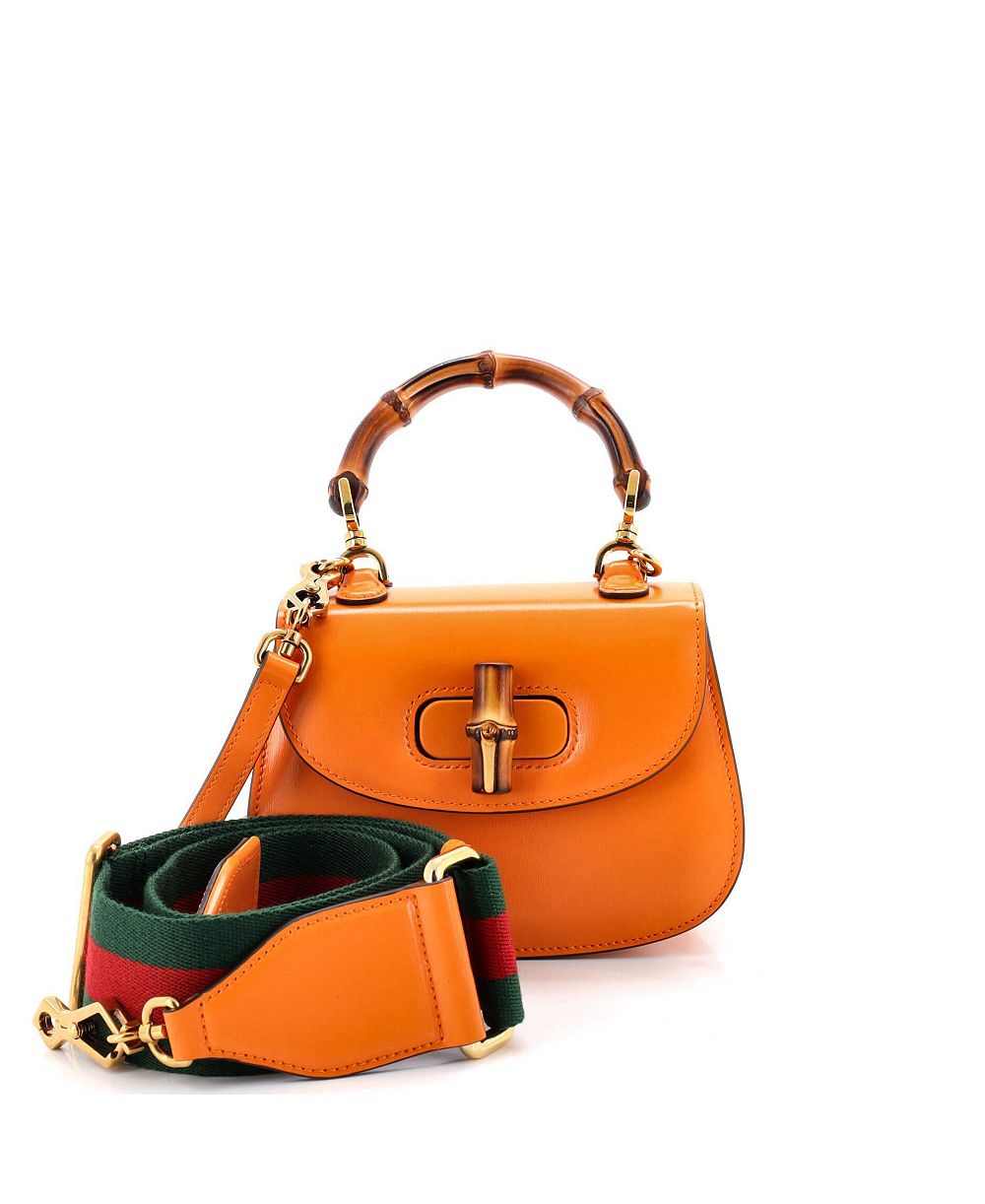 Pre-Owned Gucci Mini Bamboo 1947 Top Handle Bag Leather